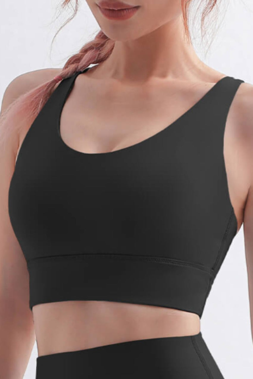 Scoop Neck Crisscross Back Sports Bra