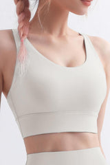 Scoop Neck Crisscross Back Sports Bra