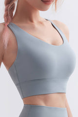 Scoop Neck Crisscross Back Sports Bra