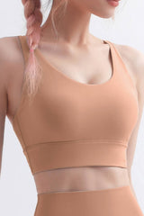 Scoop Neck Crisscross Back Sports Bra